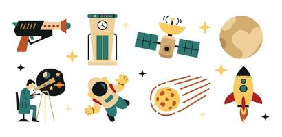 colocar, colección de espacio y Ciencias icono clipart elemento aislado ilustración vector