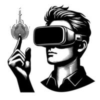 Black and White Illustration of VR Glasses Headset vector
