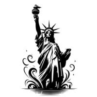 Black and White Illustration of the Statue of Liberty Sightseeing in New York City vector