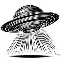 Black and White Illustration of an UFO Flying Saucer vector