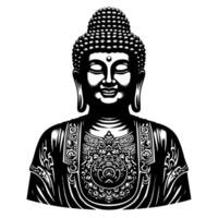 negro y blanco ilustración de un Buda estatua símbolo vector