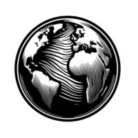 Black and White Illustration of the planet Earth vector