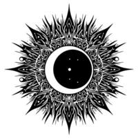 Black and White Illustration of the sun vector