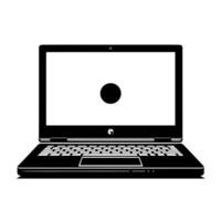 Black and White Illustration of a laptop vector