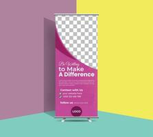 Simple modern editable roll up banner design with additional background color. Free poll up banner design. vector