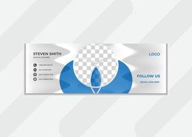 Simple modern creative email signature with white esthetic background. email design with image shape. vector