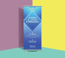 Simple modern editable roll up banner design with additional background color. Free poll up banner design. vector