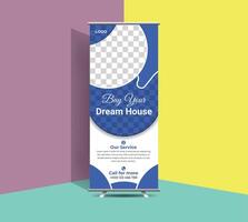 Creative modern unique roll up banner design template with unique shapes combination. Premium poll up banner design. vector