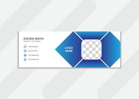 Creative modern unique email signature or clickable signature design with blue color. Esthetic email signature design with geometric shapes combination. vector