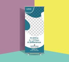 Creative modern unique roll up banner design template with unique shapes combination. Premium poll up banner design. vector