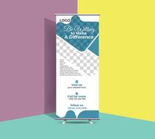 Creative modern unique roll up banner design template with unique shapes combination. Premium poll up banner design. vector