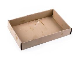 empty open cardboard box isolated on white background photo