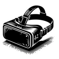 Black and White Illustration of modern black vr glasses vector