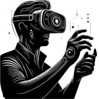 Black and White Illustration of VR Glasses Headset vector