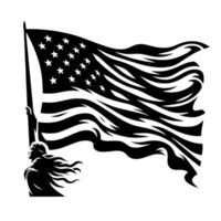 Black and White Illustration of the USA Flag vector