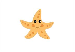 linda dibujos animados estrella de mar aislado naranja color vector