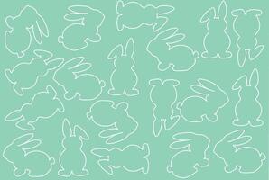 Cute seamless Easter pattern with bunnies on a light green background. Suitable for cards, banners, wrapping paper, textiles and wallpapers vector