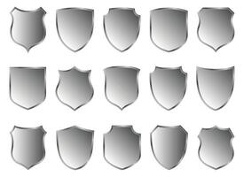 Shield Shape with Golden and Silver Gradient. vector