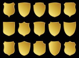 Shield Shape with Golden and Silver Gradient. vector