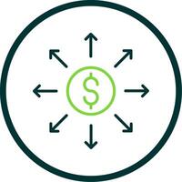 Dollar Network Line Circle Icon Design vector