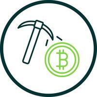 Bitcoin Mining Line Circle Icon Design vector