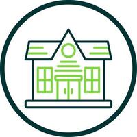 Bungalow Line Circle Icon Design vector