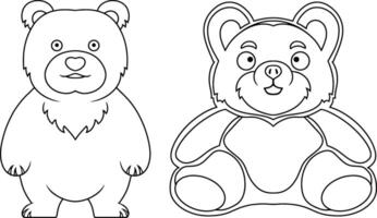 Cartoon bear clipart Animal logo Coloring page book vector