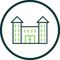 Victorian House Line Circle Icon Design vector