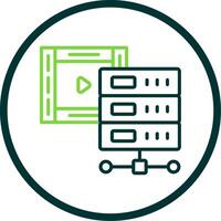 Multimedia Database Line Circle Icon Design vector