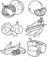 vegetables outline element design for templates. vector