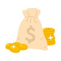 money bag with coins vector