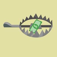 Bear Trap with Money Bait - Conceptual Image on Financial Traps and Wage Slavery vector