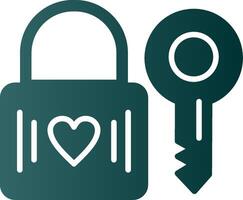 Heart Lock Glyph Gradient Icon vector