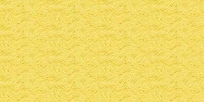 Yellow pasta background with ramen. Seamless pattern with spaghetti noodles. Wavy texture with noodles. vector