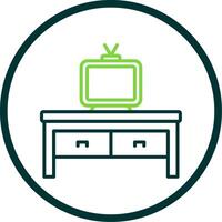 Tv Table Line Circle Icon Design vector