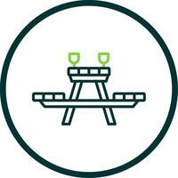 Picnic Table Line Circle Icon Design vector