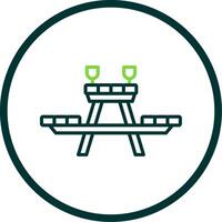 Picnic Table Line Circle Icon Design vector