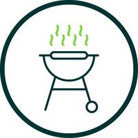 BBQ Grill Line Circle Icon Design vector