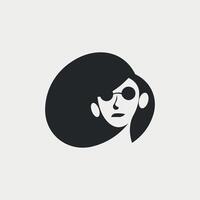 Negative space woman minimal design vector