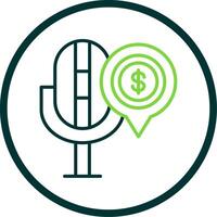 Finanzas podcast línea circulo icono diseño vector