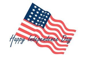 Happy Independence day. Banner template with waving american flag and lettering text. illustration. vector