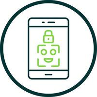Facial Recognition Line Circle Icon Design vector