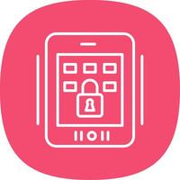 Tablet Secure Line Curve Icon Design vector