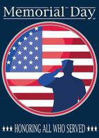 monumento día. honrando todas quien servido. veterano día ilustración soldado con un americano bandera vector