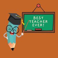 Best Teacher Ever Green Board Creative Design. The banner poster. vector