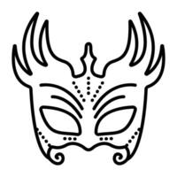 Villain masquerade masks, the part of evil carnival costume, black line icon vector