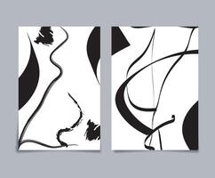 Hand drawn abstract boho wall art minimalist covers set vector