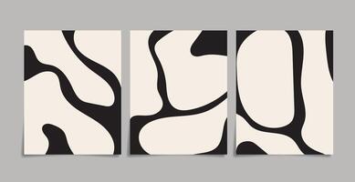Hand drawn abstract boho wall art minimalist covers set vector