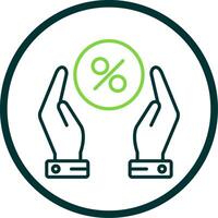 Hand Take And Percent Line Circle Icon Design vector