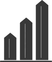 Silhouette Infographic bar graph growth 2D object black color only vector